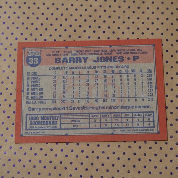 Barry Jones #33 Baseball Card - Picture 2 of 2